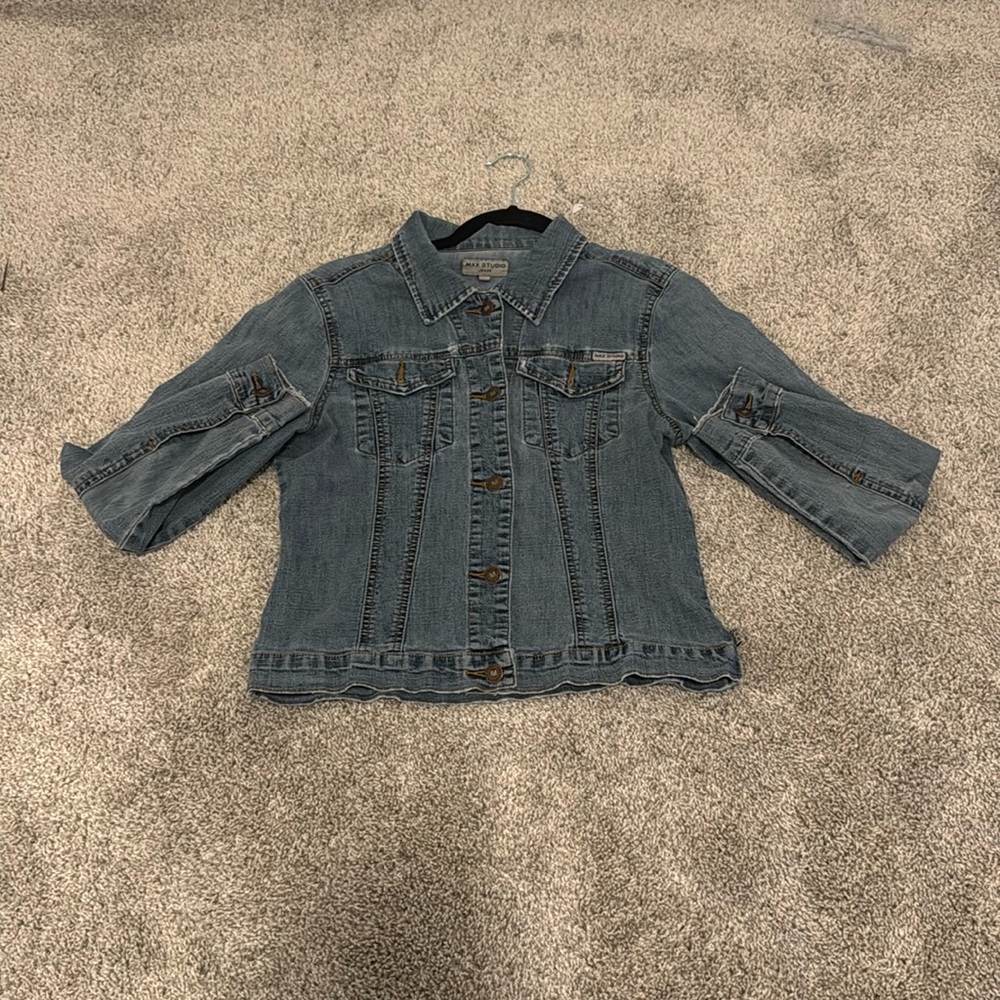 "Full Button-Up Women's Max Studio Jeans Jean Jacket